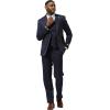 imageSTACY ADAMS Mens Classic Modern 3Piece Suit  Slim Fit Glen Plaid Tailored Jacket Vest and SlimFit TrousersNavy