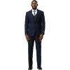 imageSTACY ADAMS Mens Classic Modern 3Piece Suit  Slim Fit Glen Check Tailored Jacket Vest and SlimFit TrousersBlue With Orange