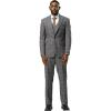 imageSTACY ADAMS Mens Classic Modern 3Piece Suit  Slim Fit Glen Check Tailored Jacket Vest and SlimFit TrousersGrey With Orange