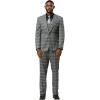 imageSTACY ADAMS Mens Classic Modern 3Piece Suit  Slim Fit Glen Plaid Tailored Jacket Vest and SlimFit TrousersGrey