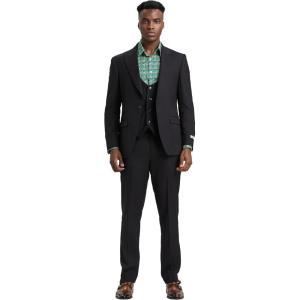 imageSTACY ADAMS Mens Classic 3Piece Suit  Sharp Tailored Jacket Sleek Vest and Modern SlimFit TrousersBlack