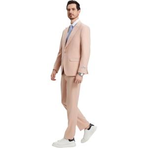 imageSTACY ADAMS Mens Classic 3Piece Suit  Sharp Tailored Jacket Sleek Vest and Modern SlimFit TrousersBlush