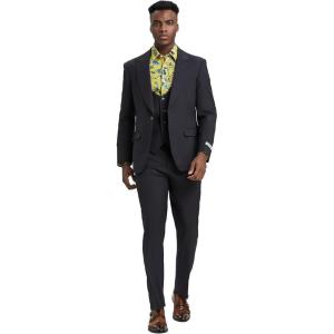 imageSTACY ADAMS Mens Classic 3Piece Suit  Sharp Tailored Jacket Sleek Vest and Modern SlimFit TrousersDark Grey