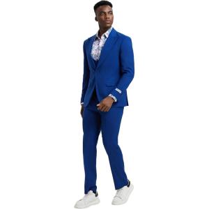 imageSTACY ADAMS Mens Classic 3Piece Suit  Sharp Tailored Jacket Sleek Vest and Modern SlimFit TrousersIndigo Blue
