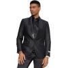 imageSTACY ADAMS Mens Classic Modern Blazer Jacket  Slim Fit Paisley with Satin Shawl Lapel Tailored Jacket OnlyBlack