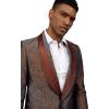 imageSTACY ADAMS Mens Classic Modern Blazer Jacket  Slim Fit Paisley with Satin Shawl Lapel Tailored Jacket OnlyRust