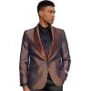 imageSTACY ADAMS Mens Classic Modern Blazer Jacket  Slim Fit Paisley with Satin Shawl Lapel Tailored Jacket OnlyRust