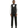 imageSTACY ADAMS Mens Sleek Modern 3Piece Suit  Slim Fit Paisley Satin Design Tailored Jacket with Solid Satin Vest ampamp TrousersBlack