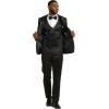 imageSTACY ADAMS Mens Sleek Modern 3Piece Suit  Slim Fit Paisley Satin Design Tailored Jacket with Solid Satin Vest ampamp TrousersBlack