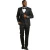 imageSTACY ADAMS Mens Sleek Modern 3Piece Suit  Slim Fit Paisley Satin Design Tailored Jacket with Solid Satin Vest ampamp TrousersBlack