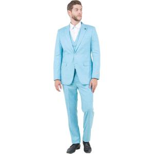 imageSTACY ADAMS Mens Sleek 3Piece Suit  Slim Fit Tailored Jacket Vest and SlimFit TrousersAqua