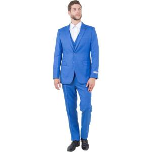 imageSTACY ADAMS Mens Sleek 3Piece Suit  Slim Fit Tailored Jacket Vest and SlimFit TrousersBlue