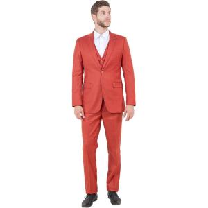 imageSTACY ADAMS Mens Sleek 3Piece Suit  Slim Fit Tailored Jacket Vest and SlimFit TrousersRust