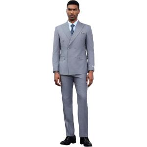 imageSTACY ADAMS Suits 3pc Suit SetDouble Breasted Jacket Vest and Dress PantsHybridFit SuitsMedium Grey