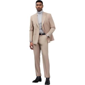 imageSTACY ADAMS Suits 3pc Suit SetDouble Breasted Jacket Vest and Dress PantsHybridFit SuitsTan