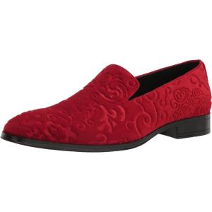imageSTACY ADAMS Mens Saunders Velour Slip on LoaferRed