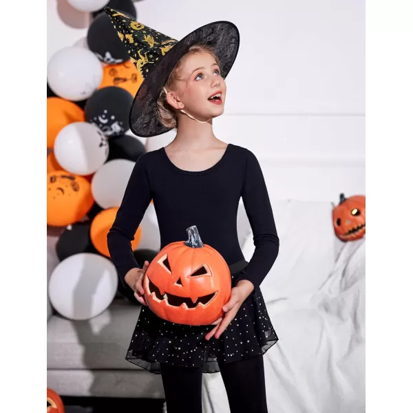 Zaclotre Girls Ballet Leotards Toddler Long Sleeve Crisscross Back Dance Dress Outfit with Removable Shiny Skirt ComboBlack