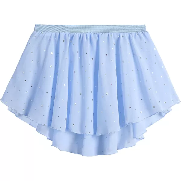 Zaclotre Girls Ballet Leotards Toddler Long Sleeve Crisscross Back Dance Dress Outfit with Removable Shiny Skirt ComboBlue