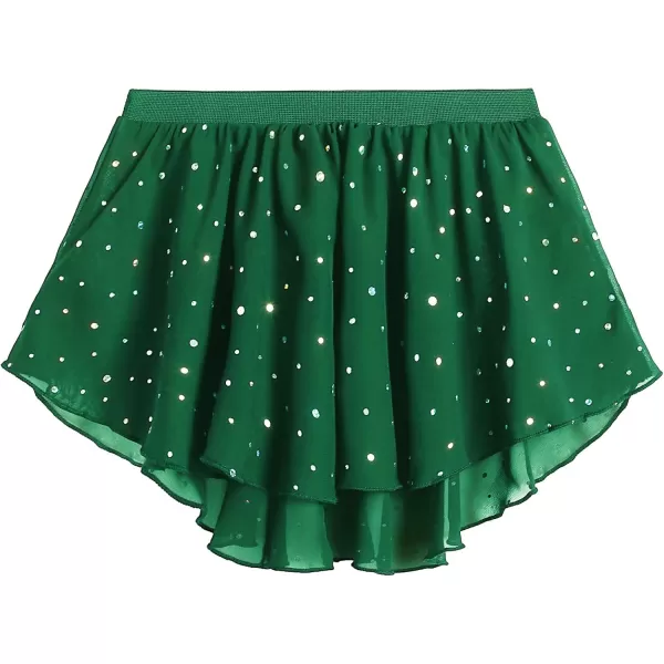Zaclotre Girls Ballet Leotards Toddler Long Sleeve Crisscross Back Dance Dress Outfit with Removable Shiny Skirt ComboGreen