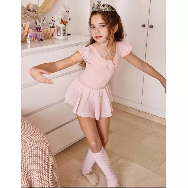Zaclotre Girls Ballet Leotards with Removable High Low Skirt Toddler Ruffle Sleeve Hollow Back Dance Outfit ComboBallet Pink