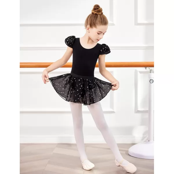 Zaclotre Girls Ballet Leotards with Removable High Low Skirt Toddler Ruffle Sleeve Hollow Back Dance Outfit ComboBlack