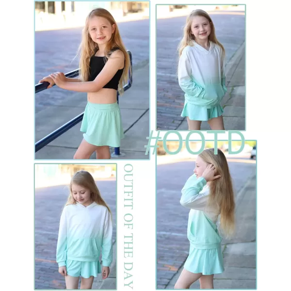 Zaclotre Girls Flowy Shorts with Spandex Liner V Crossover 2 in 1 Athletic Running Shorts with Pockets Kids Butterfly SkortsGreen