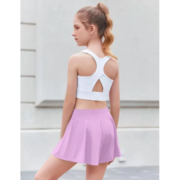 Zaclotre Girls Flowy Shorts with Spandex Liner V Crossover 2 in 1 Athletic Running Shorts with Pockets Kids Butterfly SkortsPurple