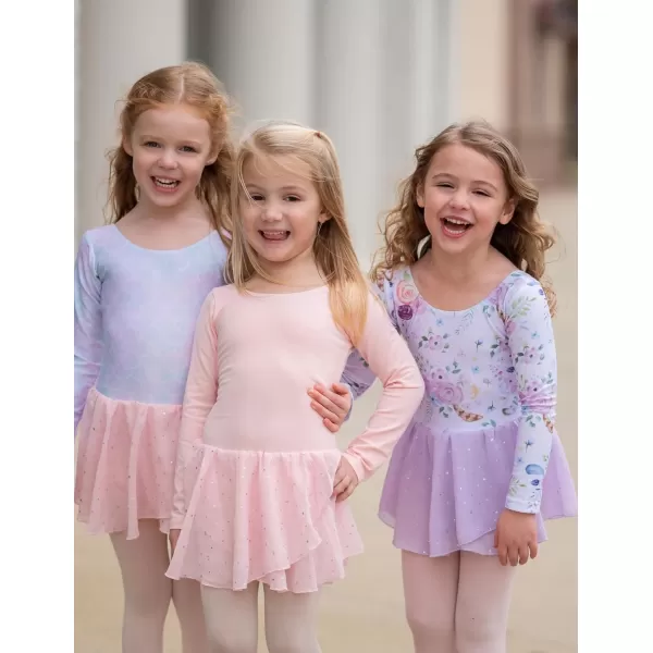 Zaclotre Girls Long Sleeve Dance Dress Glitter Ballet Skirted Leotard Ballerina OutfitPink Mermaid