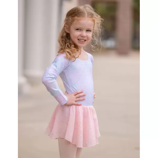 Zaclotre Girls Long Sleeve Dance Dress Glitter Ballet Skirted Leotard Ballerina OutfitPink Mermaid