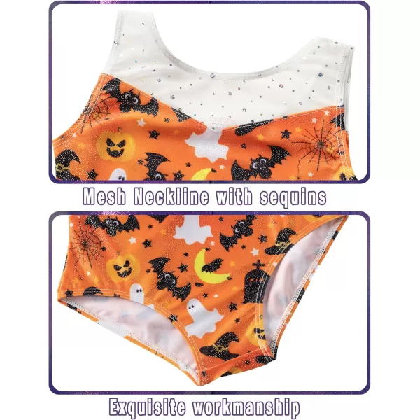 Zaclotre Gymnastics Leotards for Girls Sparkly Ballet Dance Biketards Tumbling Outfit with Matching Shorts SetHalloween Black