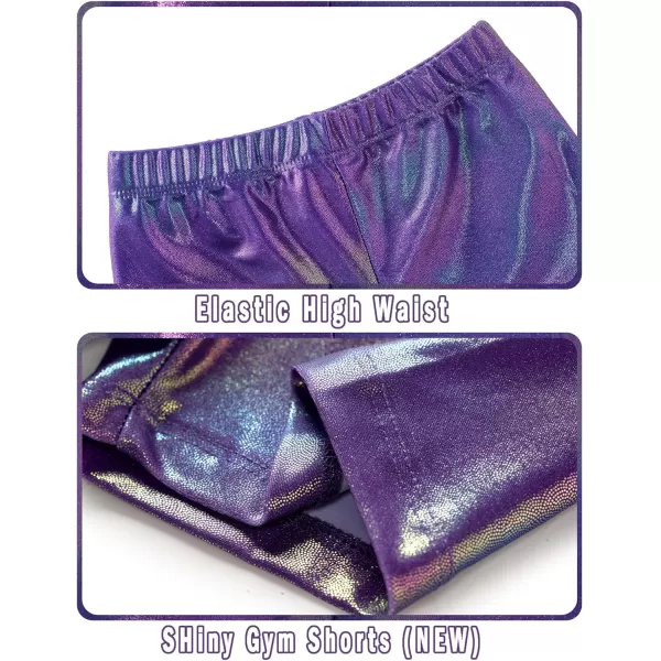 Zaclotre Gymnastics Leotards for Girls Sparkly Ballet Dance Biketards Tumbling Outfit with Matching Shorts SetMarble Rose Purple