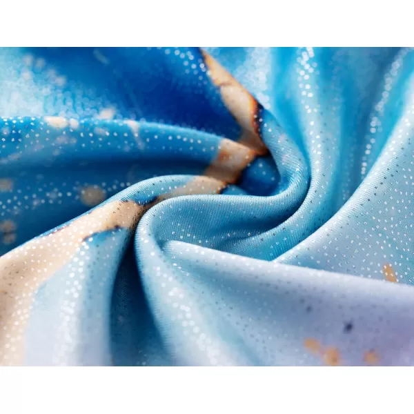 Zaclotre Gymnastics Leotards for Girls Sparkly Sleeveless Dance Unitards Biketards with Gym ShortsPinkBlue Marble