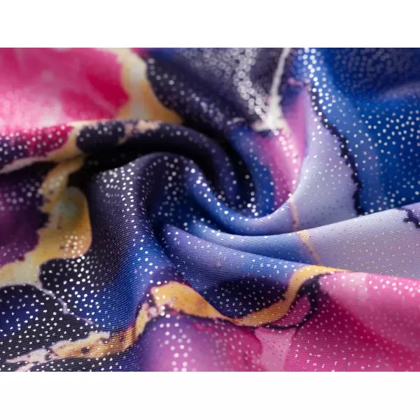 Zaclotre Gymnastics Leotards for Girls Sparkly Sleeveless Dance Unitards Biketards with Gym ShortsPinkPurple Marble