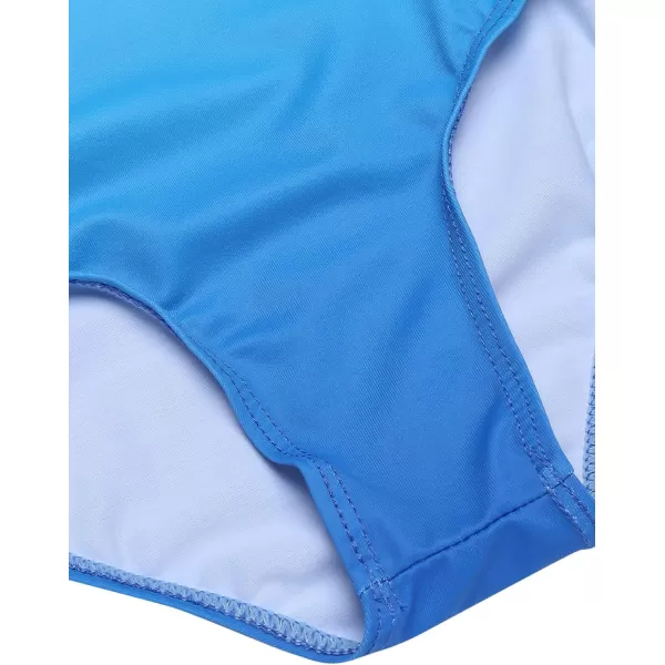 Zaclotre Kid Girls Gymnastic Leotard Long Sleeve Color Gradient Sparkly Ballet Dance One Piece OutfitBlue