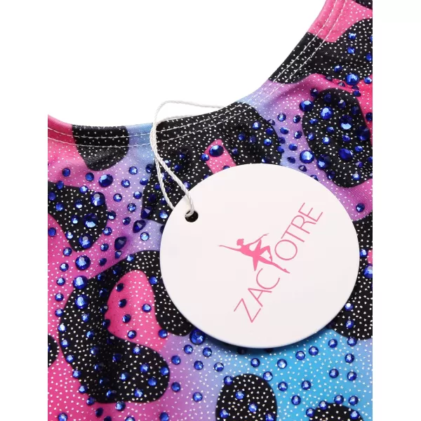 Zaclotre Kid Girls Gymnastic Leotard Long Sleeve Color Gradient Sparkly Ballet Dance One Piece OutfitColorful Leopard