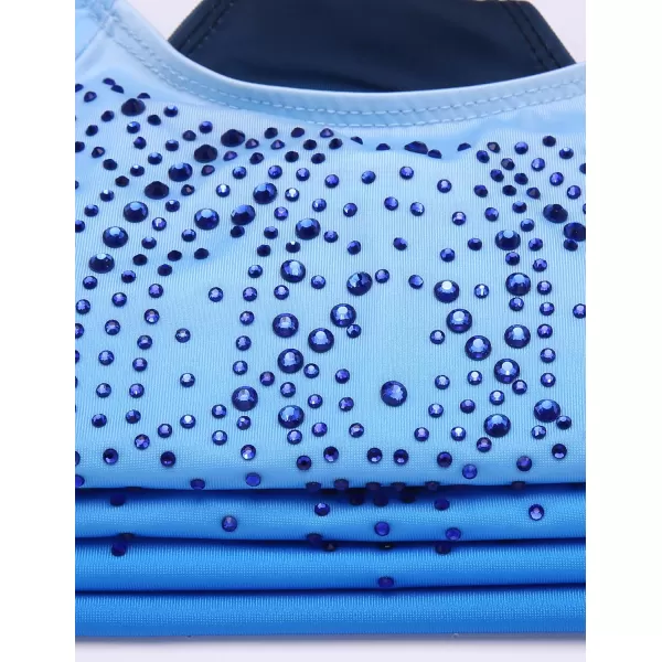 Zaclotre Kid Girls Gymnastic Leotard Long Sleeve Color Gradient Sparkly Ballet Dance One Piece OutfitDark Blue
