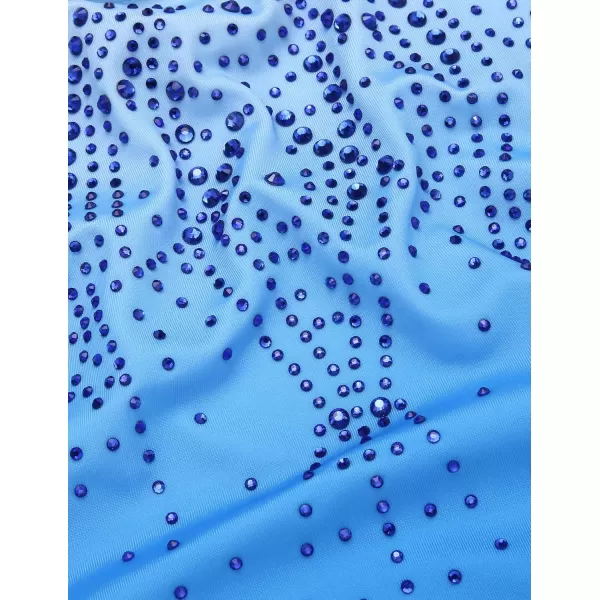 Zaclotre Kid Girls Gymnastic Leotard Long Sleeve Color Gradient Sparkly Ballet Dance One Piece OutfitDark Blue