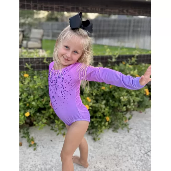 Zaclotre Kid Girls Gymnastic Leotard Long Sleeve Color Gradient Sparkly Ballet Dance One Piece OutfitPink Lilac