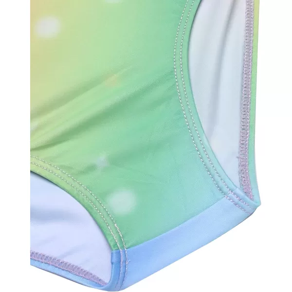 Zaclotre Kid Girls Gymnastic Leotard Long Sleeve Color Gradient Sparkly Ballet Dance One Piece OutfitRainbow