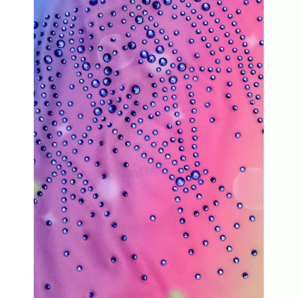Zaclotre Kid Girls Gymnastic Leotard Long Sleeve Color Gradient Sparkly Ballet Dance One Piece OutfitRainbow