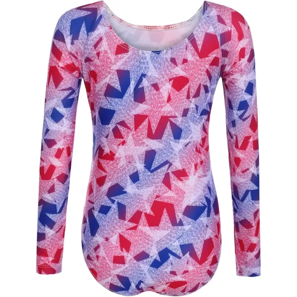 Zaclotre Kid Girls Gymnastic Leotard Long Sleeve Color Gradient Sparkly Ballet Dance One Piece OutfitRainbow Stars