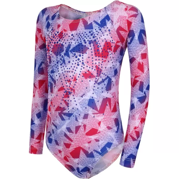 Zaclotre Kid Girls Gymnastic Leotard Long Sleeve Color Gradient Sparkly Ballet Dance One Piece OutfitRainbow Stars
