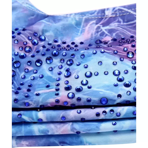 Zaclotre Kid Girls Gymnastic Leotard Long Sleeve Color Gradient Sparkly Ballet Dance One Piece OutfitShiny Blue Spark