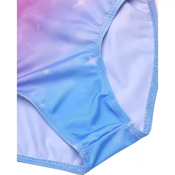 Zaclotre Kid Girls Gymnastic Leotard Long Sleeve Color Gradient Sparkly Ballet Dance One Piece OutfitShiny Sky