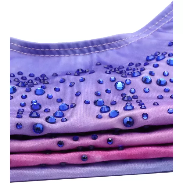 Zaclotre Kid Girls Gymnastic Leotard Long Sleeve Color Gradient Sparkly Ballet Dance One Piece OutfitShiny Sky