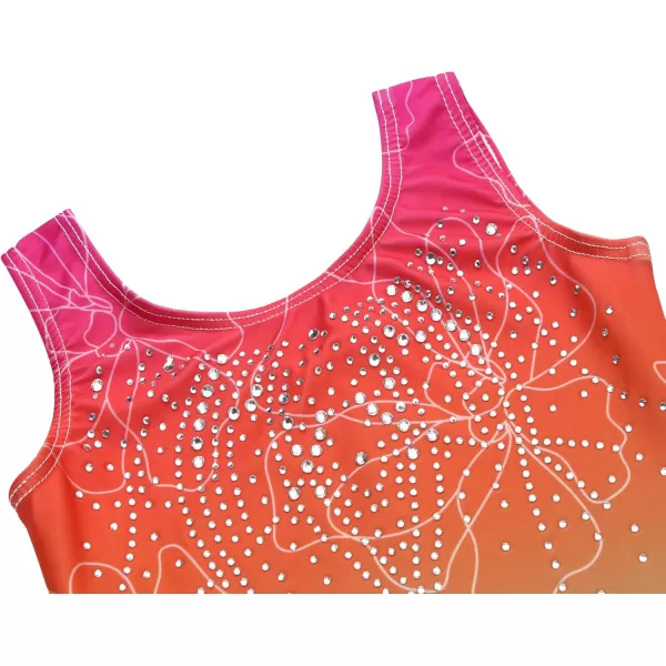 Zaclotre Kid Girls Gymnastic Leotard Sparkly Shiny Diamond Ballet Dance One Piece OutfitGradient Rose Green