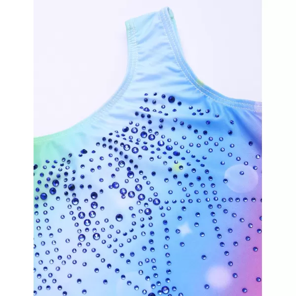 Zaclotre Kid Girls Gymnastic Leotard Sparkly Shiny Diamond Ballet Dance One Piece OutfitRainbow