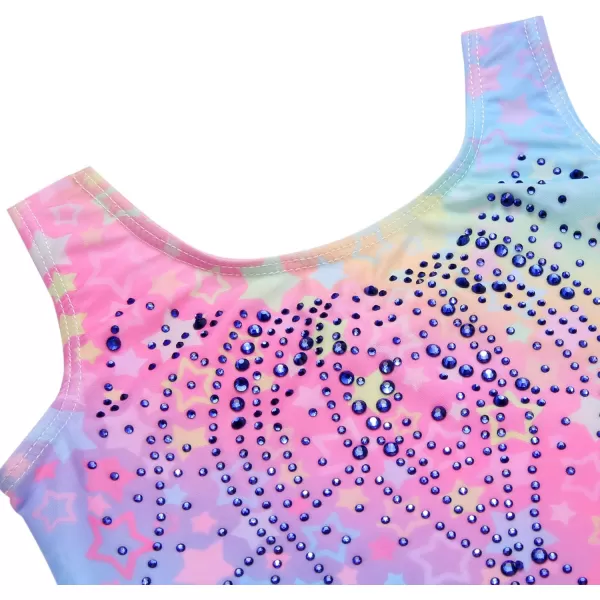 Zaclotre Kid Girls Gymnastic Leotard Sparkly Shiny Diamond Ballet Dance One Piece OutfitRainbow Star