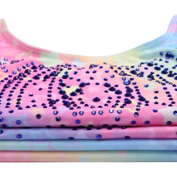 Zaclotre Kid Girls Gymnastic Leotard Sparkly Shiny Diamond Ballet Dance One Piece OutfitRainbow Star