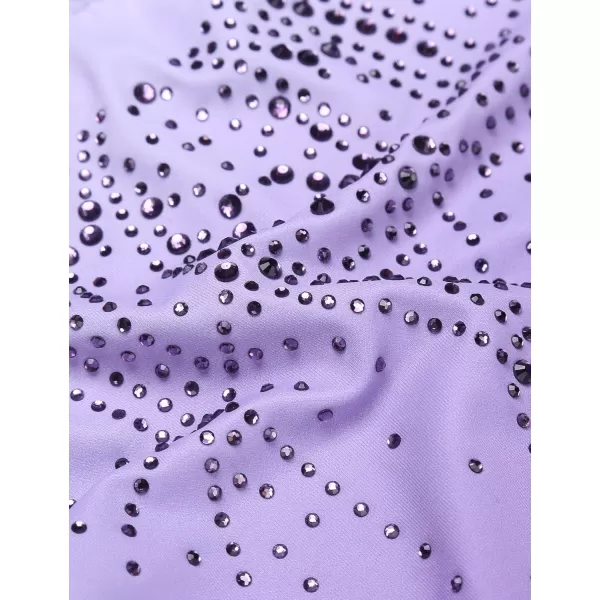 Zaclotre Kid Girls Gymnastic Leotard Sparkly Shiny Diamond Ballet Dance One Piece OutfitShiny Lilac